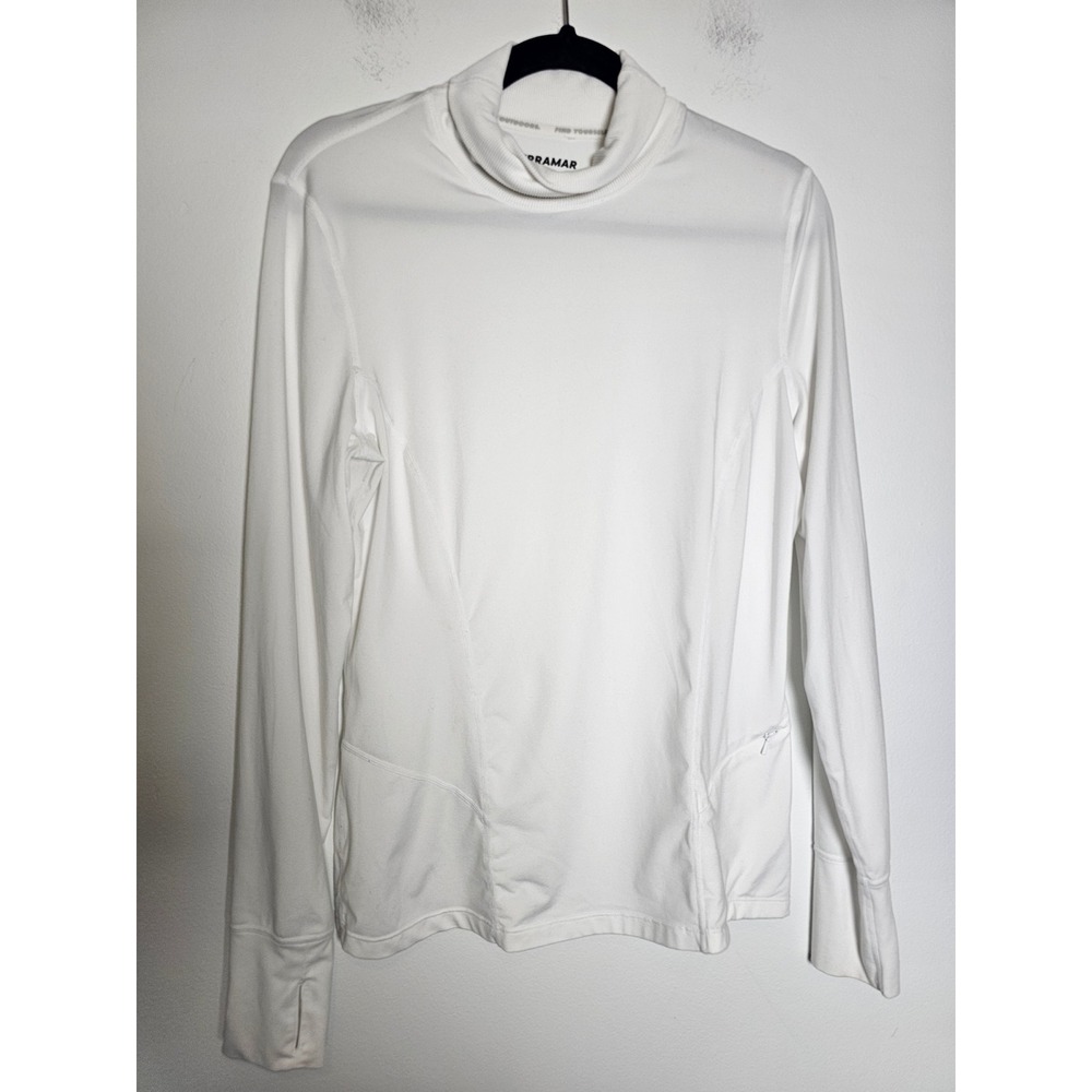 Gorpcore Terramar Climasense 2.0 Mock Neck Top Womens L White Thumbhole Hiking